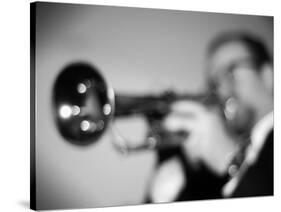 Trumpeter 2 BW-John Gusky-Stretched Canvas