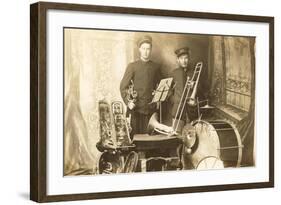 Trumpeter and Trombone Player-null-Framed Art Print