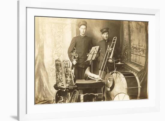 Trumpeter and Trombone Player-null-Framed Art Print