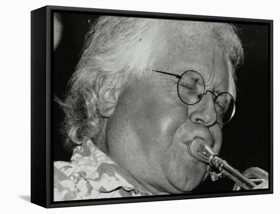 Trumpeter Henry Lowther Playing at the Fairway, Welwyn Garden City, Hertfordshire, 1 October 2000-Denis Williams-Framed Stretched Canvas