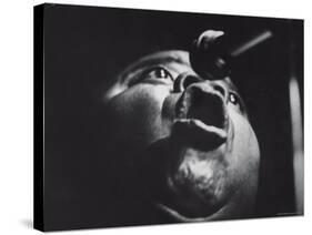 Trumpeter Louis Armstrong Belting Out His Famous Rendition of the Song "Hello Dolly" in a Nightclub-John Loengard-Stretched Canvas