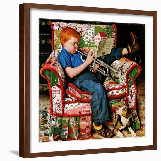 "Trumpeter", November 18,1950-Norman Rockwell-Framed Giclee Print