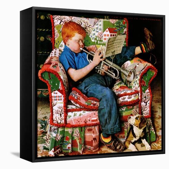 "Trumpeter", November 18,1950-Norman Rockwell-Framed Stretched Canvas