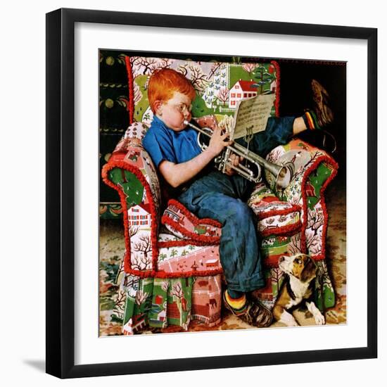 "Trumpeter", November 18,1950-Norman Rockwell-Framed Giclee Print