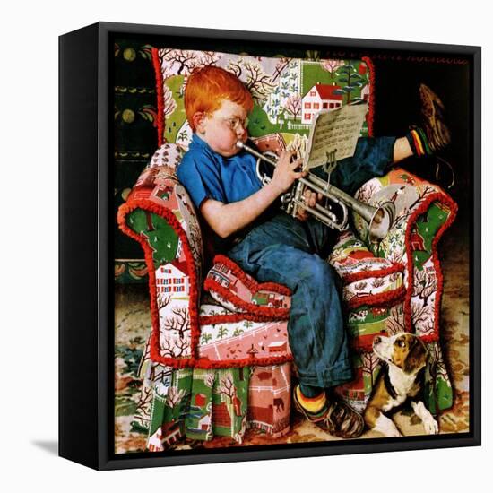 "Trumpeter", November 18,1950-Norman Rockwell-Framed Stretched Canvas