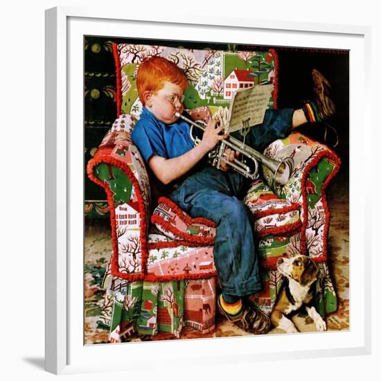 "Trumpeter", November 18,1950-Norman Rockwell-Framed Giclee Print