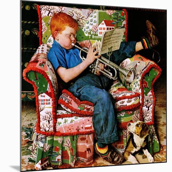 "Trumpeter", November 18,1950-Norman Rockwell-Mounted Giclee Print