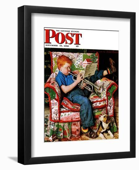 "Trumpeter" Saturday Evening Post Cover, November 18,1950-Norman Rockwell-Framed Giclee Print