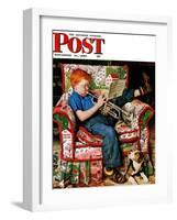 "Trumpeter" Saturday Evening Post Cover, November 18,1950-Norman Rockwell-Framed Giclee Print