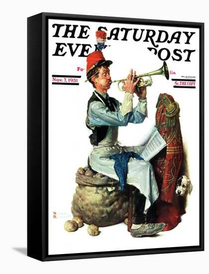 "Trumpeter" Saturday Evening Post Cover, November 7,1931-Norman Rockwell-Framed Stretched Canvas
