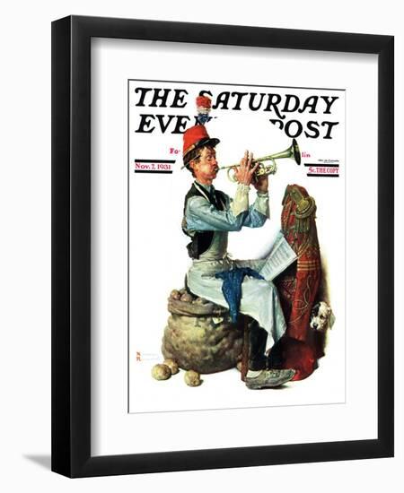 "Trumpeter" Saturday Evening Post Cover, November 7,1931-Norman Rockwell-Framed Premium Giclee Print