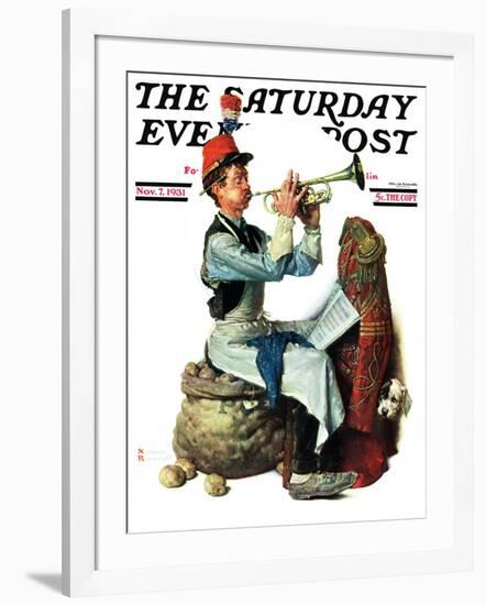 "Trumpeter" Saturday Evening Post Cover, November 7,1931-Norman Rockwell-Framed Giclee Print