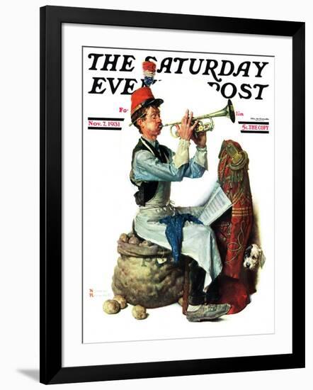 "Trumpeter" Saturday Evening Post Cover, November 7,1931-Norman Rockwell-Framed Giclee Print