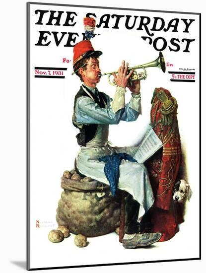 "Trumpeter" Saturday Evening Post Cover, November 7,1931-Norman Rockwell-Mounted Giclee Print