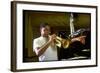 Trumpeter Wynton Marsalis Playing His Instrument, at Recording Session-Ted Thai-Framed Photographic Print