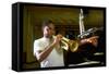 Trumpeter Wynton Marsalis Playing His Instrument, at Recording Session-Ted Thai-Framed Stretched Canvas