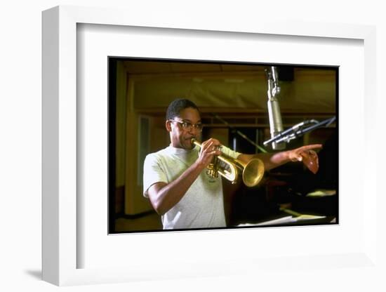 Trumpeter Wynton Marsalis Playing His Instrument, at Recording Session-Ted Thai-Framed Photographic Print