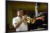 Trumpeter Wynton Marsalis Playing His Instrument, at Recording Session-Ted Thai-Mounted Photographic Print