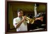 Trumpeter Wynton Marsalis Playing His Instrument, at Recording Session-Ted Thai-Framed Photographic Print