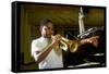 Trumpeter Wynton Marsalis Playing His Instrument, at Recording Session-Ted Thai-Framed Stretched Canvas