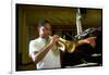 Trumpeter Wynton Marsalis Playing His Instrument, at Recording Session-Ted Thai-Framed Premium Photographic Print