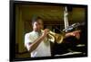 Trumpeter Wynton Marsalis Playing His Instrument, at Recording Session-Ted Thai-Framed Premium Photographic Print