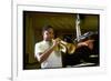 Trumpeter Wynton Marsalis Playing His Instrument, at Recording Session-Ted Thai-Framed Photographic Print