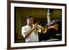 Trumpeter Wynton Marsalis Playing His Instrument, at Recording Session-Ted Thai-Framed Photographic Print