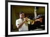 Trumpeter Wynton Marsalis Playing His Instrument, at Recording Session-Ted Thai-Framed Photographic Print