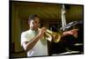 Trumpeter Wynton Marsalis Playing His Instrument, at Recording Session-Ted Thai-Mounted Photographic Print