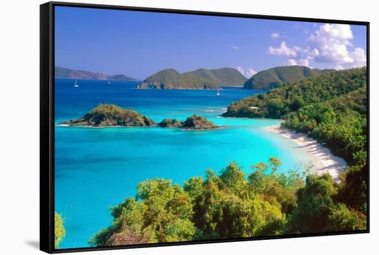 Trunk Bay Panorama, Saint John, US Virgin Islands-George Oze-Framed Stretched Canvas