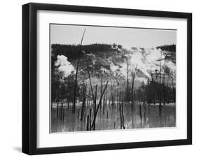 Trunks Rising From Water, Stream Rising From Mts, Roaring Mt Yellowstone NP Wyoming 1933-1942-Ansel Adams-Framed Art Print