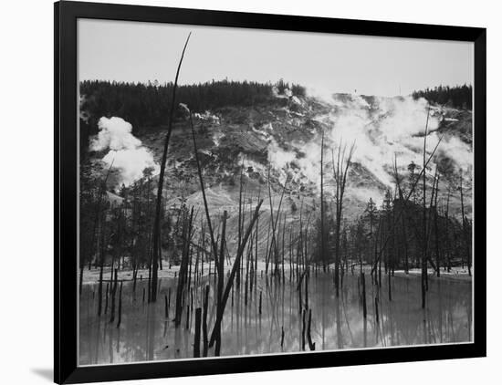 Trunks Rising From Water, Stream Rising From Mts, Roaring Mt Yellowstone NP Wyoming 1933-1942-Ansel Adams-Framed Art Print