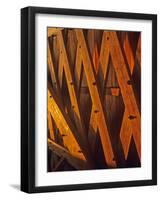 Trusses in Hogback Covered Bridge in Madison County, Iowa, USA-Chuck Haney-Framed Photographic Print