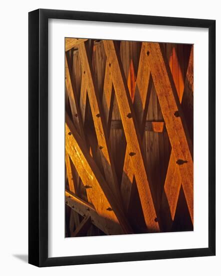 Trusses in Hogback Covered Bridge in Madison County, Iowa, USA-Chuck Haney-Framed Photographic Print