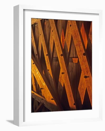 Trusses in Hogback Covered Bridge in Madison County, Iowa, USA-Chuck Haney-Framed Photographic Print