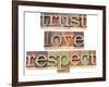 Trust, Love, Respect Words-PixelsAway-Framed Art Print