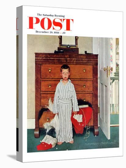 "Truth about Santa" or "Discovery" Saturday Evening Post Cover, December 29,1956-Norman Rockwell-Stretched Canvas