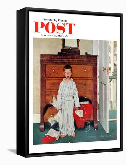 "Truth about Santa" or "Discovery" Saturday Evening Post Cover, December 29,1956-Norman Rockwell-Framed Stretched Canvas