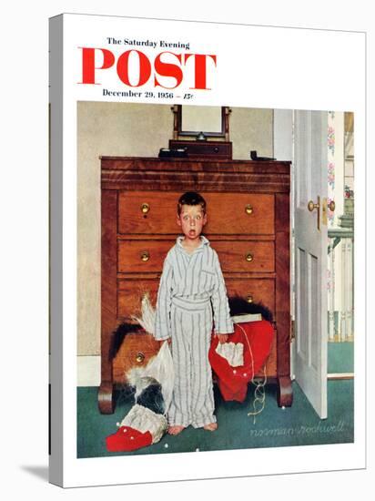 "Truth about Santa" or "Discovery" Saturday Evening Post Cover, December 29,1956-Norman Rockwell-Stretched Canvas