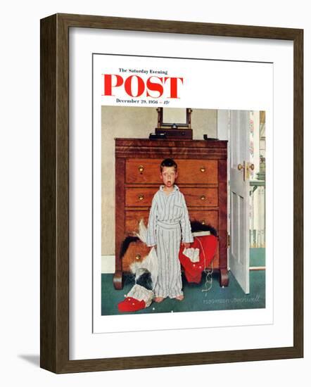 "Truth about Santa" or "Discovery" Saturday Evening Post Cover, December 29,1956-Norman Rockwell-Framed Giclee Print