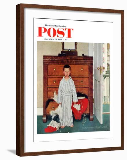 "Truth about Santa" or "Discovery" Saturday Evening Post Cover, December 29,1956-Norman Rockwell-Framed Giclee Print