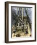 Trying Out - Boiling Whale Bubber for Oil on a Whaling Ship, c.1800-null-Framed Giclee Print