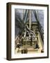 Trying Out - Boiling Whale Bubber for Oil on a Whaling Ship, c.1800-null-Framed Giclee Print