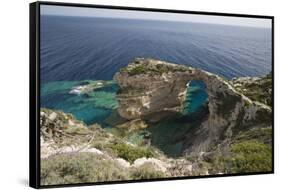 Trypitos Arch on west coast, Paxos, Ionian Islands, Greek Islands, Greece, Europe-Stuart Black-Framed Stretched Canvas