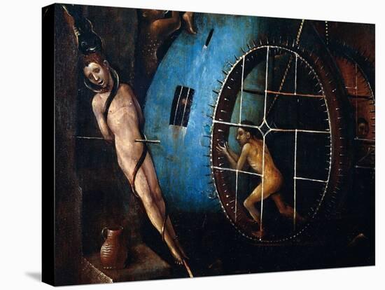 Tryptic of the Last Judgement, Central Panel. A Man Pierced with an Arrow and Another Prisoner of A-Hieronymus Bosch-Stretched Canvas
