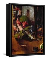 Tryptic of the Last Judgement: Central Panel. Detail of Monstrous Animals Forcing a Man to Drink Th-Hieronymus Bosch-Framed Stretched Canvas