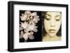 Tryptich of a Portrait of a Woman with Textures and Floral Ornaments with an Orchid-Alaya Gadeh-Framed Photographic Print