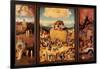 Tryptych of Hay, (Full open view)-Hieronymus Bosch-Framed Art Print