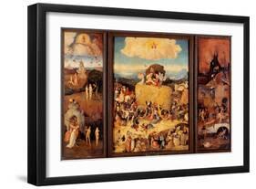 Tryptych of Hay, (Full open view)-Hieronymus Bosch-Framed Art Print